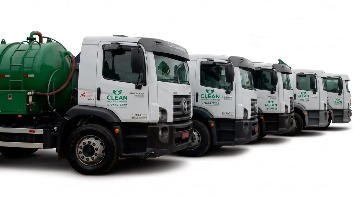 Caminhão da frota Clean licenciado para transporte de resíduos perigosos Classe I no RJ